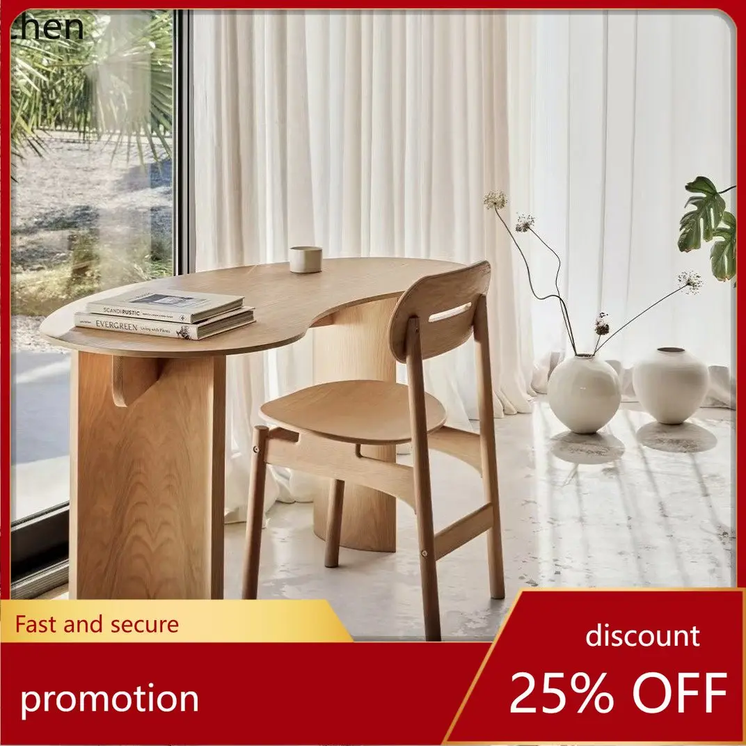 

CZ Medieval Style Solid Wood Irregular-Shaped Desk for Home Study, Computer Desk, Creative Simple Office Desk