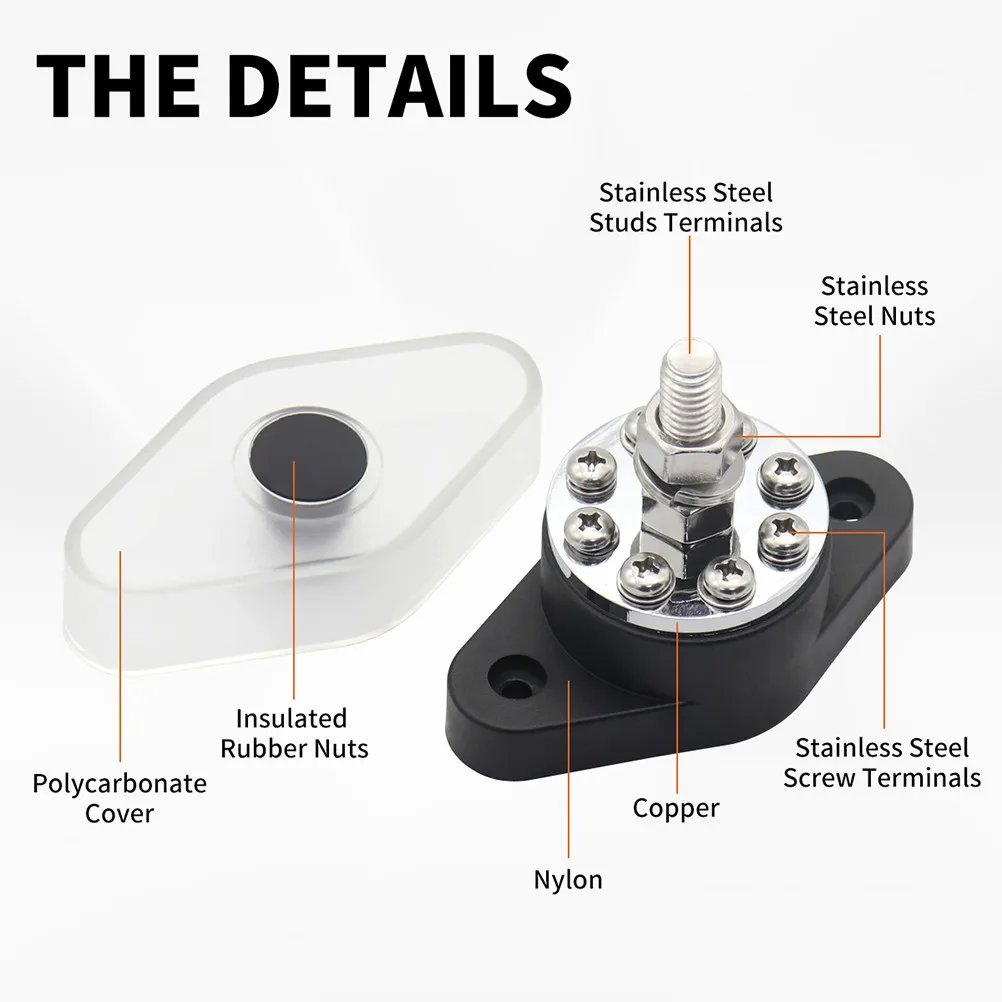 300A Distribution Block Terminal Strip For Car Truck Rv Boat Marine Trailer Bus Bar Battery Terminal Power Accessories view 6