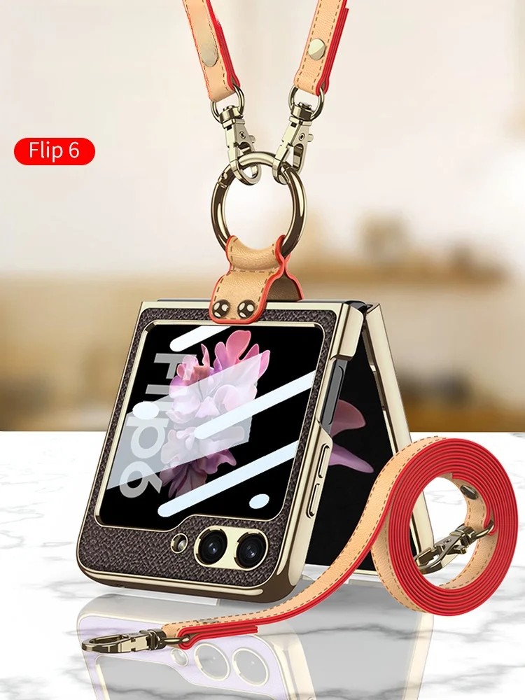 Crossbody Lanyard Phone Case For Samsung Galaxy Z Flip 6 5g Ultra Thin Anti Fingerprint Phone Case Funda