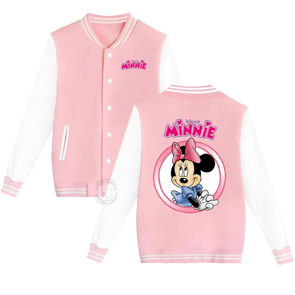 Disney playful Minnie Creative printed children\'s Fall Winter boys and girls casual comfortable cardigan baseball uniform