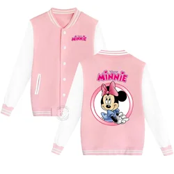 Disney playful Minnie Creative printed children's Fall Winter boys and girls casual comfortable cardigan baseball uniform