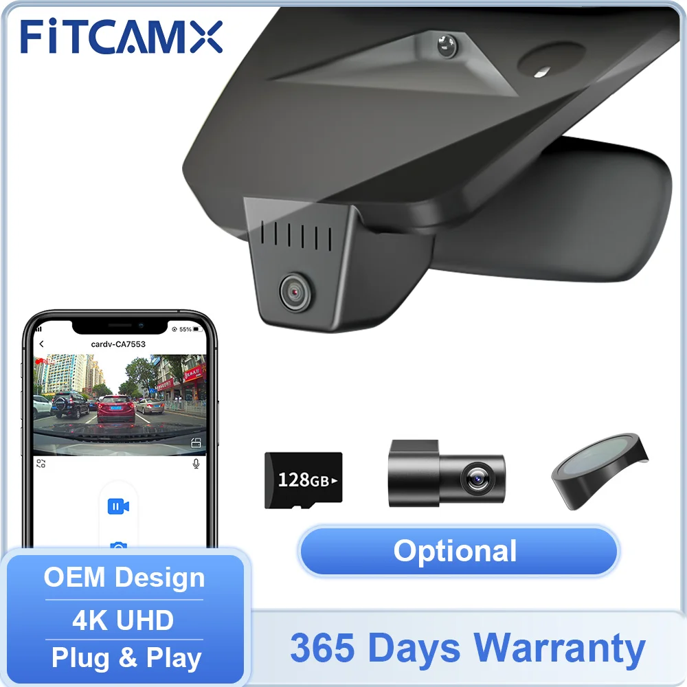 4K Front Dashcam for Ford Ranger 2019-2023 / Ranger Wildtrak Raptor 2024-2026, FITCAMX Camera has wifi for Ford Fiesta Puma