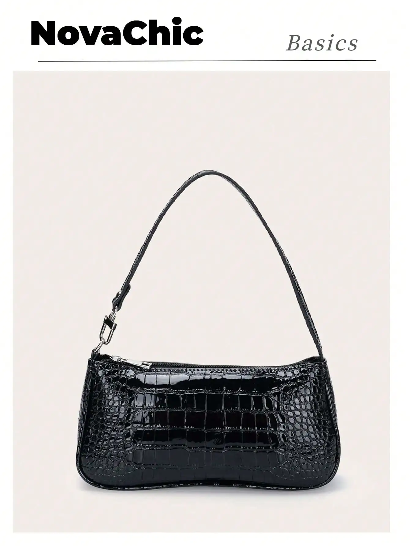 

Glossy Croc-Embossed Mini Shoulder Bag for Women - Lightweight & Waterproof