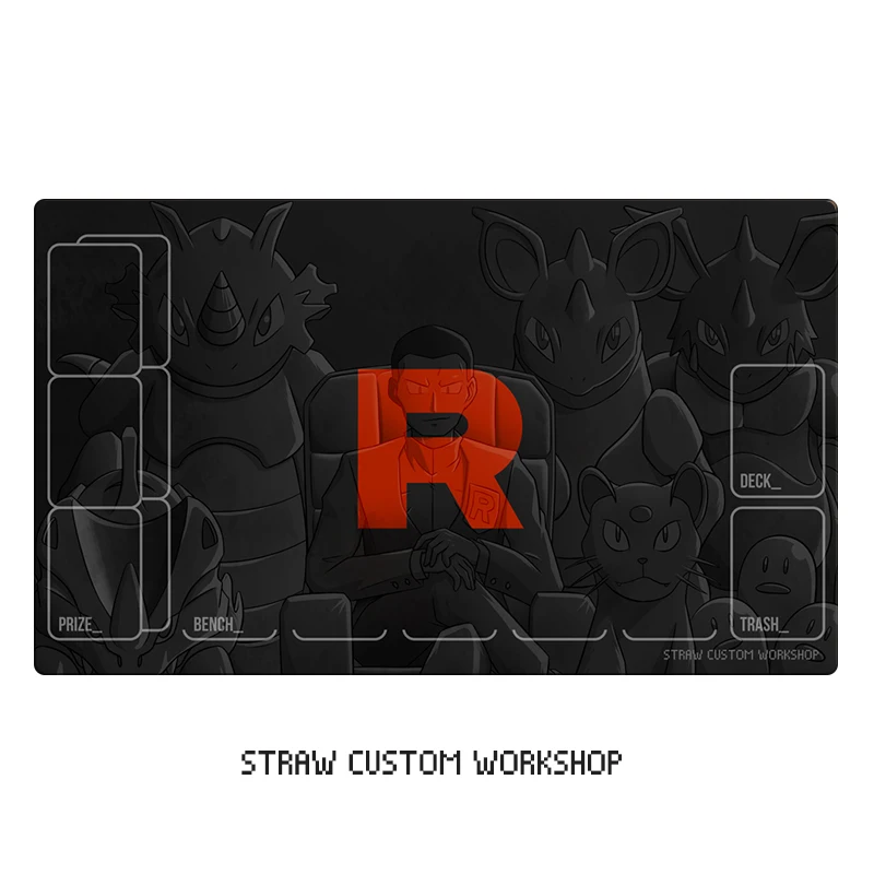 600X350X2Mm New Cartoon Pokemon Rocket Team Trading Card Card Pad Game Battle Card Mat Giovanni Ptcg Card Mat Anime Gift Toys