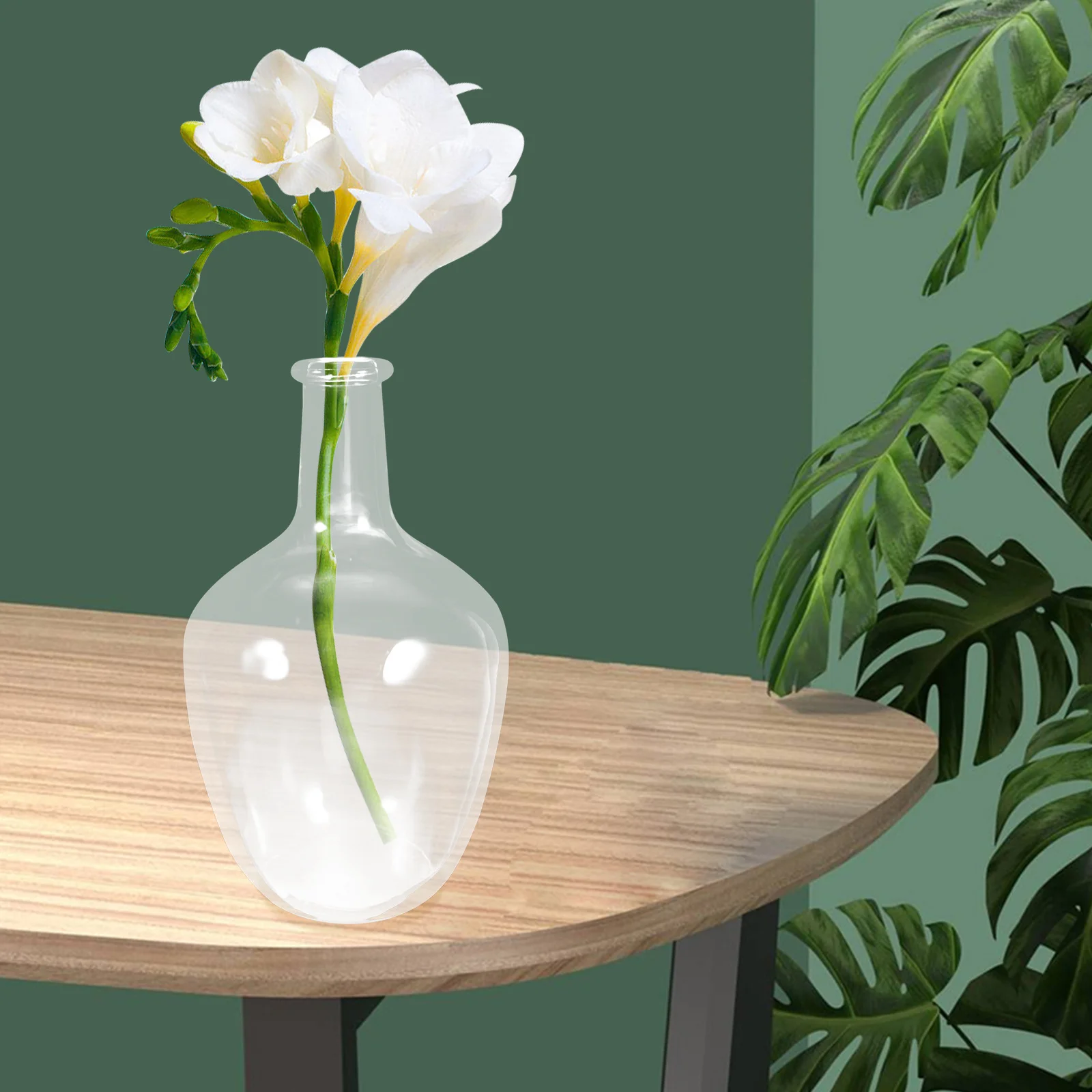 

Glass Vase Clear Transparent Flower Planter Flat Bottom Desktop Hydroponic Flower Bottle Decorative Vase for Home Office Table