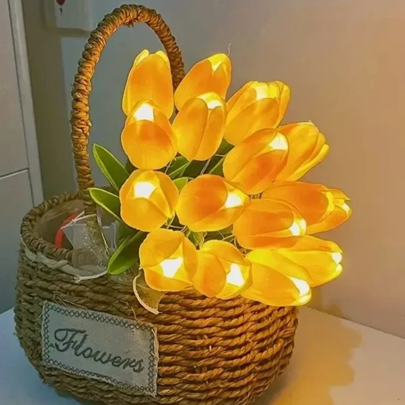 15 Stuks Tulpen Met Led Licht Kunsttulpenbloemen Tafellamp Tulpen Boeket Nachtlampje Moederdag Cadeau Voor Huisdecoratie