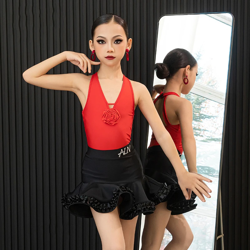 أزياء رقص لاتينية راقية جديدة للفتيات 2025 للأطفال ملابس تدريب الرقص رومبا تشاتشا ملابس الأداء اللاتيني DQS19637