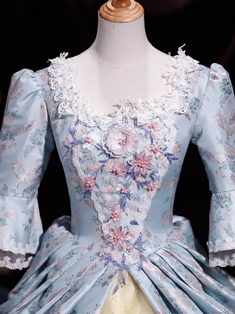 Middle Ages Court Dress Noble Perform Evening Party Ball Festooned Vehicle Tea Party Princess Dress Carnival Halloween Cosplay