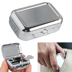 New Mini Portable Metal Cigarette Ashtray Fashionable Lockable Lid Ashtray Desktop Ashtray Pocket Ashtray Men's Gift