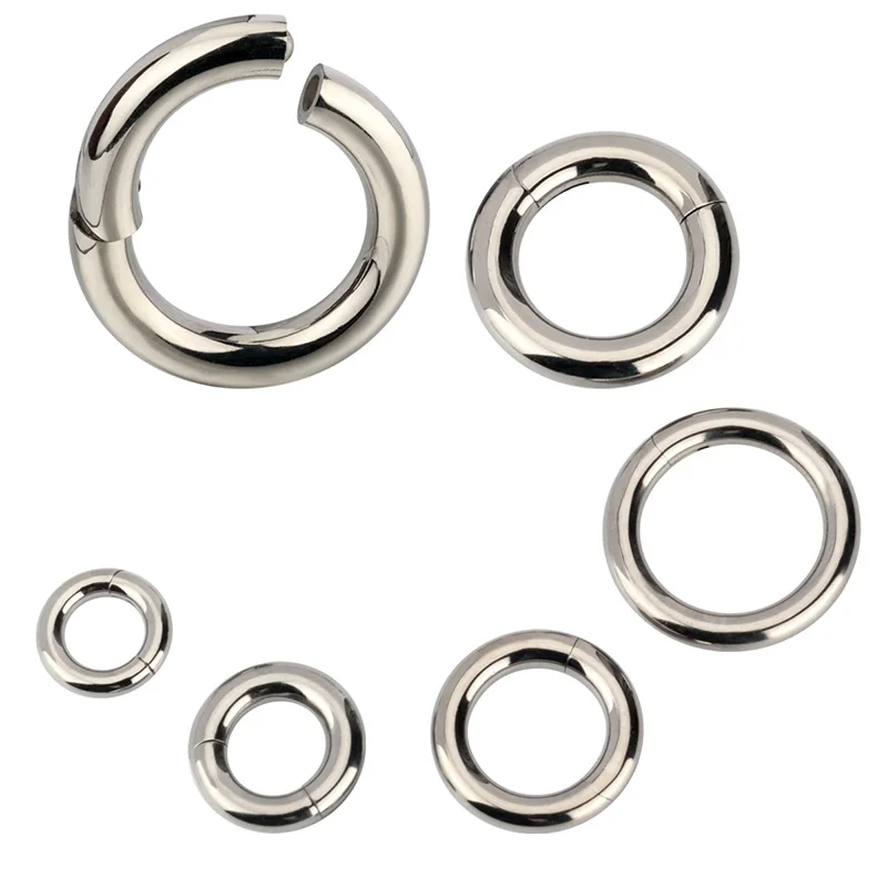 1Pc ASTM G23 Titanium 10G-6G 2.5mm-4mm Seamless Labret Body Piercing PIERC Hinged Segment Hoop Earrings Large Size Nose Rings