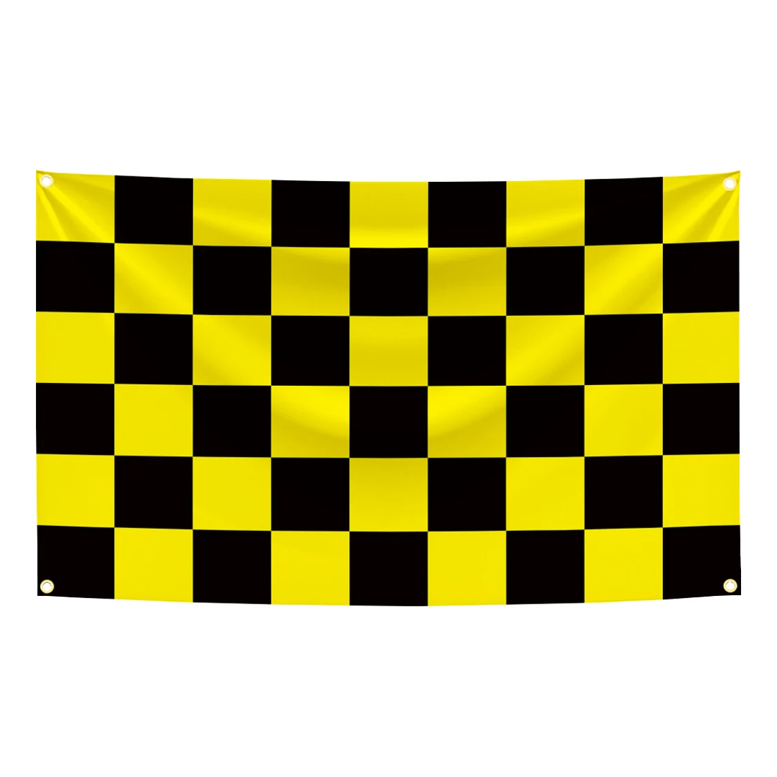 Drapeau à carreaux noir et jaune 90x150cm, tapisserie à carreaux en Polyester, bannière d'impression numérique, décoration murale de Garage, Art de porte extérieure