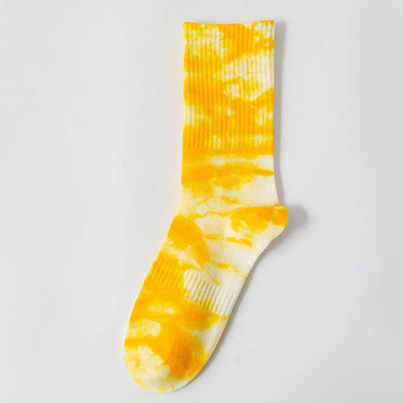 Spring Summer New Tie-dye Socks Hip-hop Pure Color All Cotton Man And Woman Socks