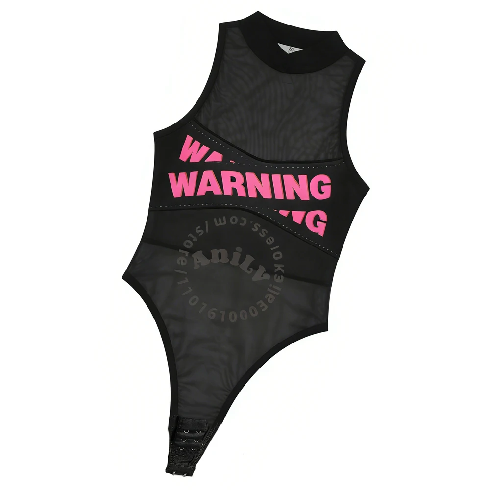 

AniLV Sweet Agent Danger Warning Sexy Lingerie Women Mesh Bodysuit Temptation Pajamas Erotic Outfits Cosplay Costumes