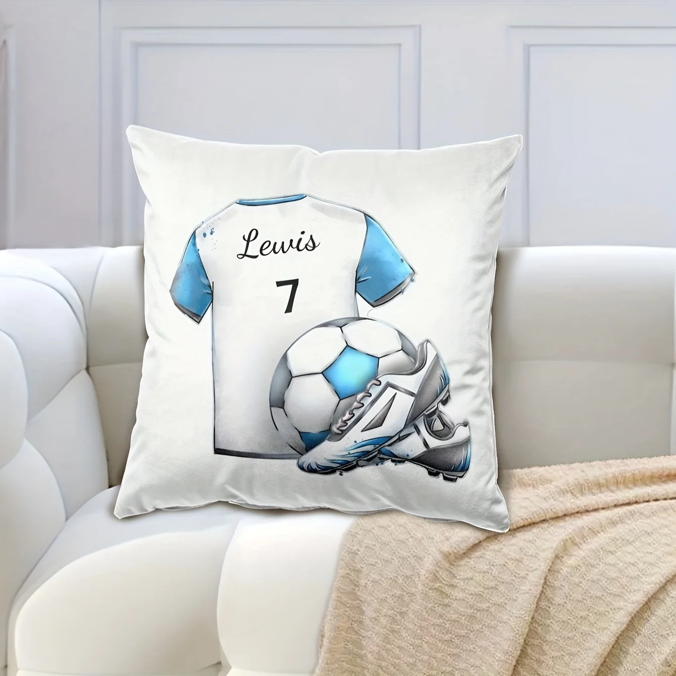 Customize 1pc Sports Soccer T-Shirt Creative Custom Name Number Pillow Player Gift Custom Name Number Pillowcase Personalized Un - view 2