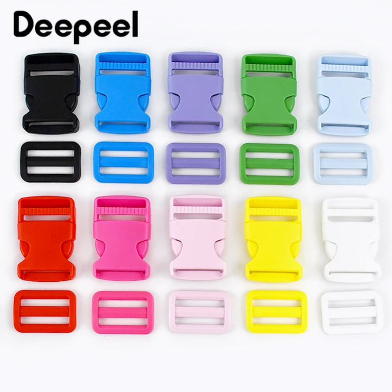 

5/10Sets Deepeel 32/38mm Colored Plastic Release Buckle Tri Glide Slider Side Clasp Bags Backpack Webbing DIY Sewing Accessories