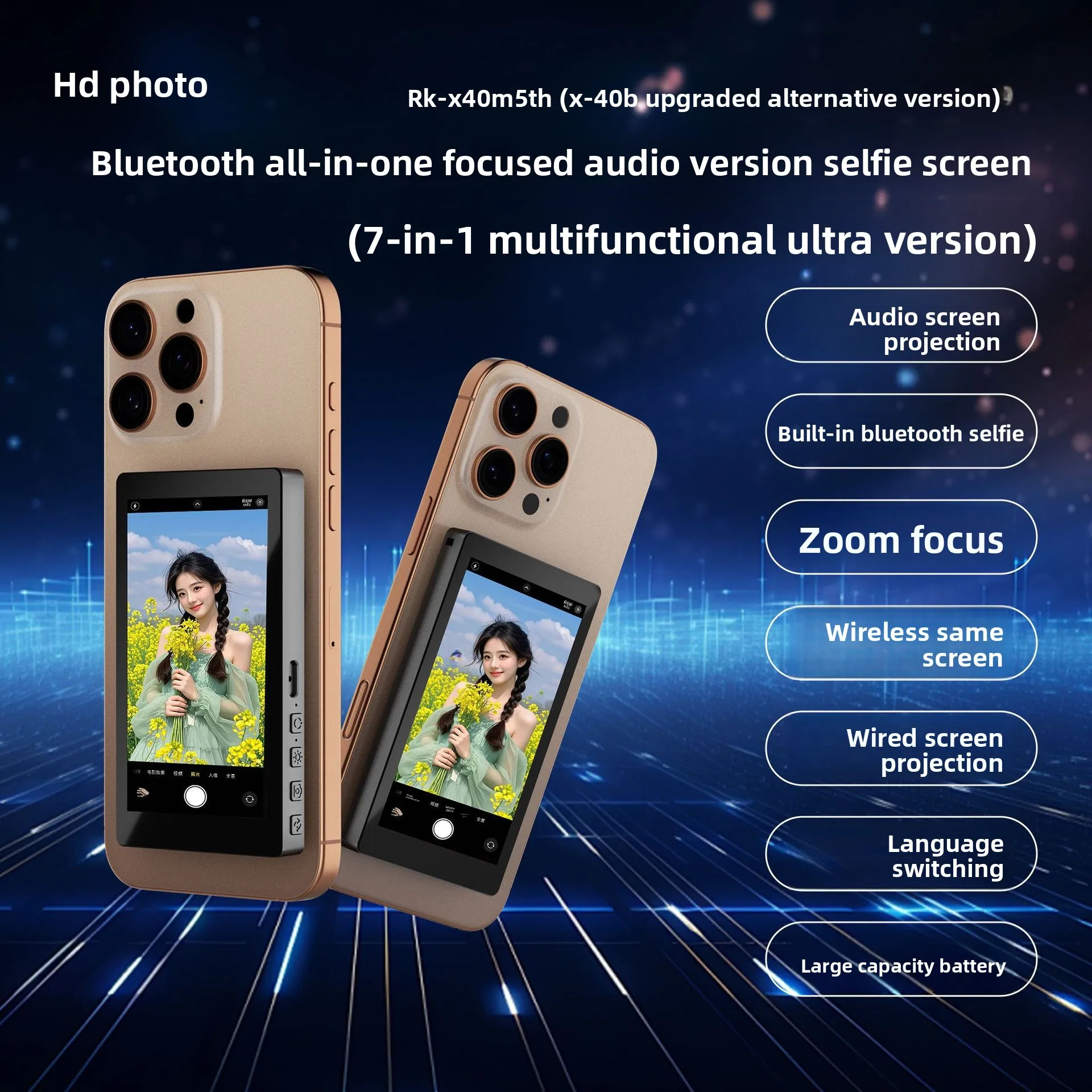

Portable Rear Camera selfie screen Display Screen Mirror for Live Streaming & Video Calls & selfie,Mobile Phone selfie Accessory