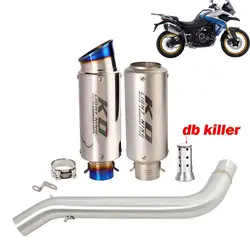 Motorcycle Exhaust System Mid Link Pipe Slip On 51mm Muffler Silencer Stainless Steel For VOGE DS525X DS-525X 2023 2024