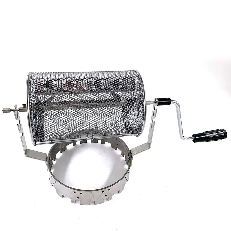 Home Hand Crank Coffee Roaster Electric Net Type Green Coffee Bean Roaster Compact Design Stainless Steel