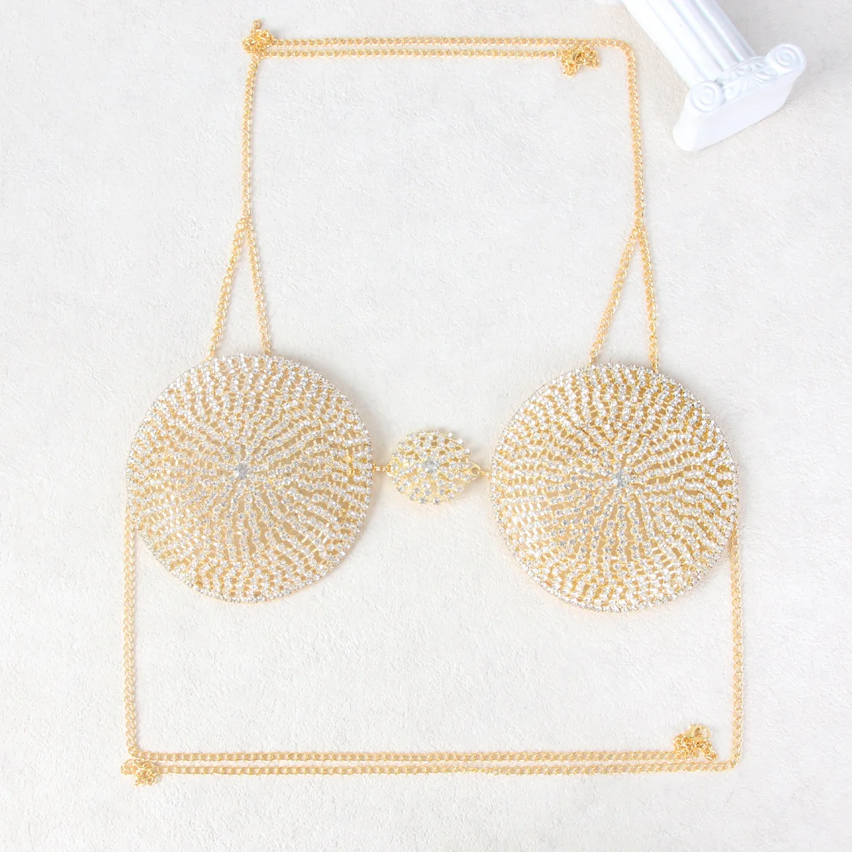 Fashionable Circular Bikini Style Rhinestone Chest Chain Nightclub Women\'s Body Chain Jewelry