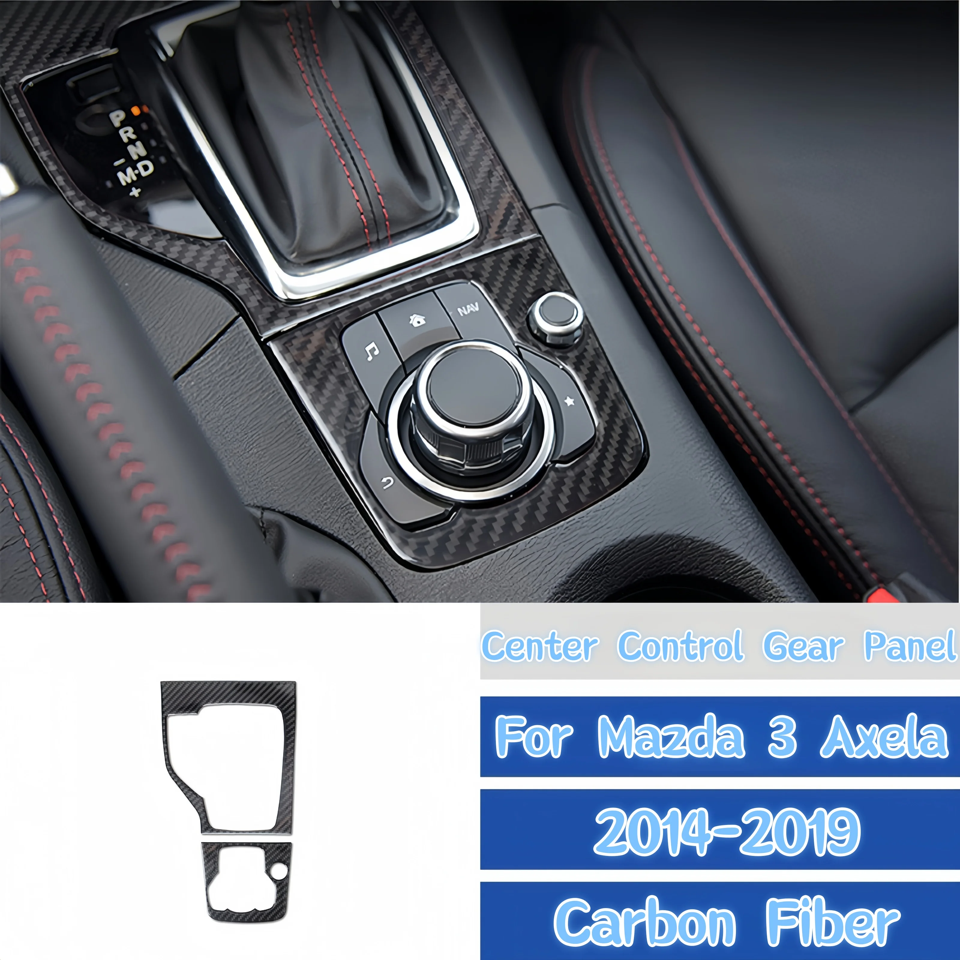 

For Mazda 3 Axela 2014-2019 Car Interior Accessories Carbon Fiber Car Center Control Gear Shifter Panel Decor Cover Trim Sticker