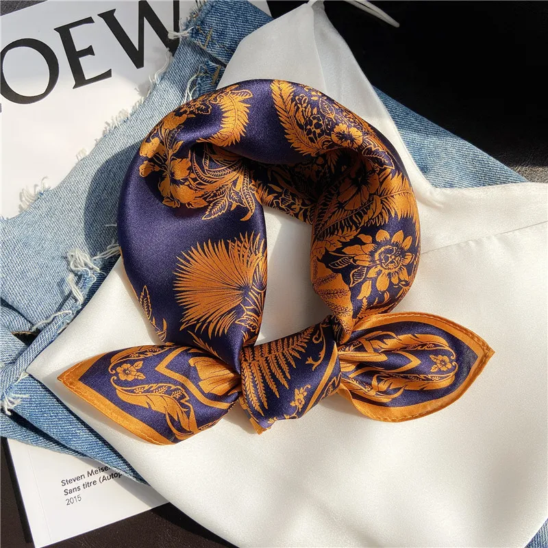 

New 100% Natural Silk Scarf Square Female Fashion Beach Pashmina Bufanda Women Shawl Wraps Bandana Scarves Foulard Echarpe 53cm