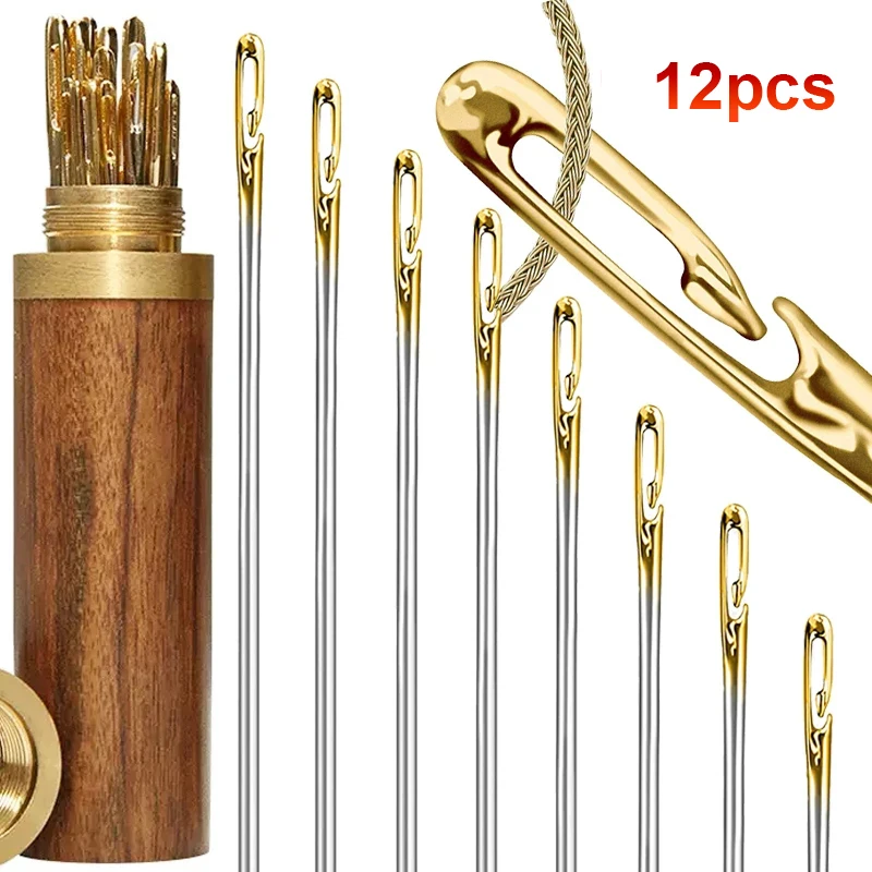 12/24pcs Blind Needle Elderly Needle-side Hole Hand Household Stainless Steel Sewing Needless Threading Apparel Sewing DIY