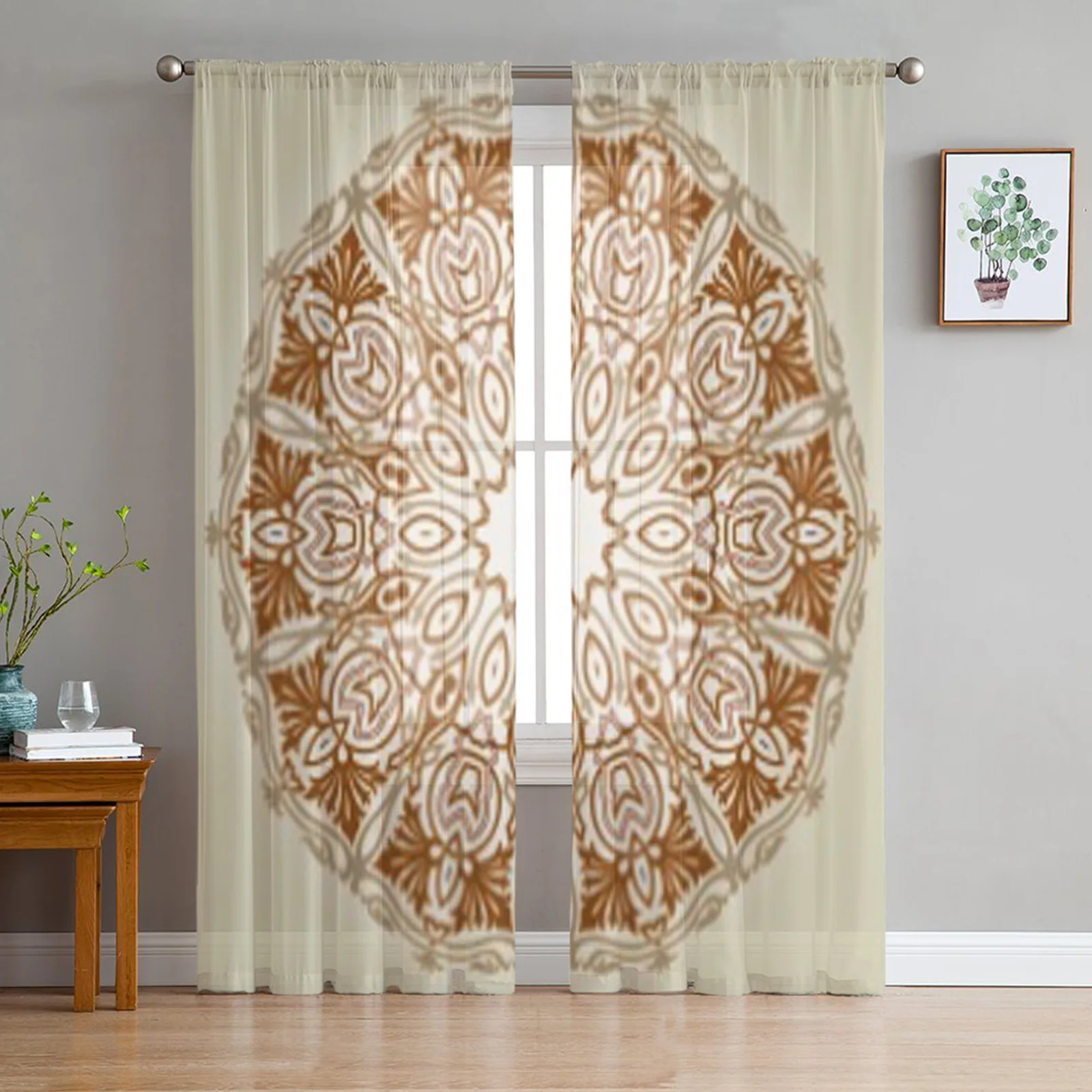 Traditional Persian Arabic Turkish Islamic Sheer Curtains for Living Room Tulle Window Curtain Bedroom Kitchen Veil Drapes