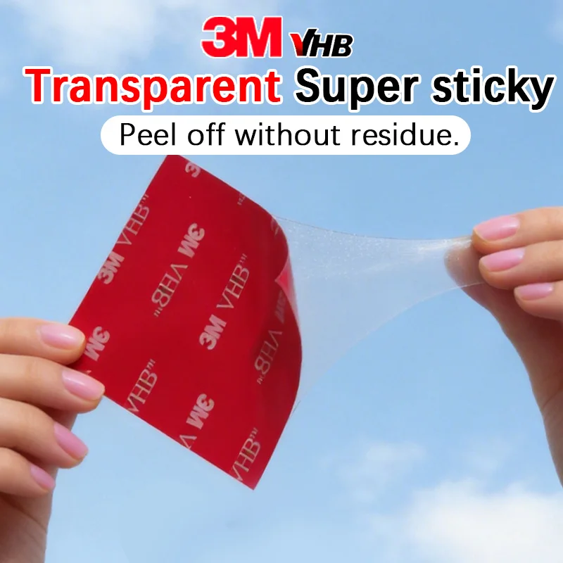 3M VHB High-viscosity Transparent Double-sided Tape - Seamless Adhesive - Does Not Damage Walls - For Automotive Decoration