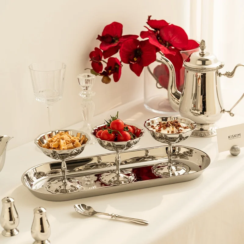 

Европейская элегантная чаша из нержавеющей стали для десертов, роскошная, для домашнего использования, для послеобеденного чая, для мороженого, креативные декоративные украшения