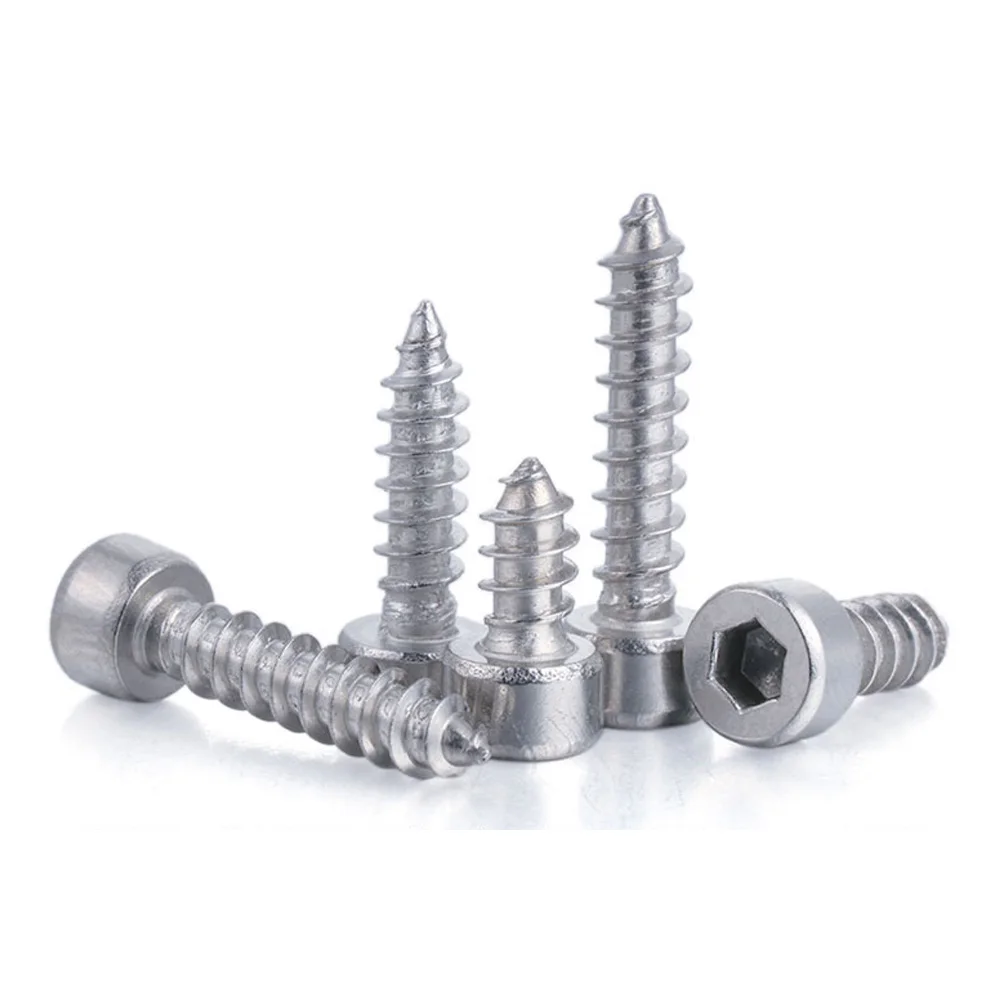 10-100pcs M1.7 M2 M2.3 M2.5 M3 M3.5 M4 M5 M6 A2-304 Stainless Steel Allen Wood Screws Hexagon Socket Cup Head Self Tapping Screw