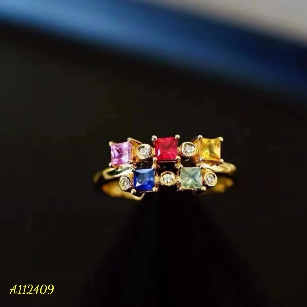 

Special Offer Ultra Exquisite Natural Color Sapphire Women's Ring 925 Pure Silver Plated 18K Gold Candy Color Rainbow Goddess