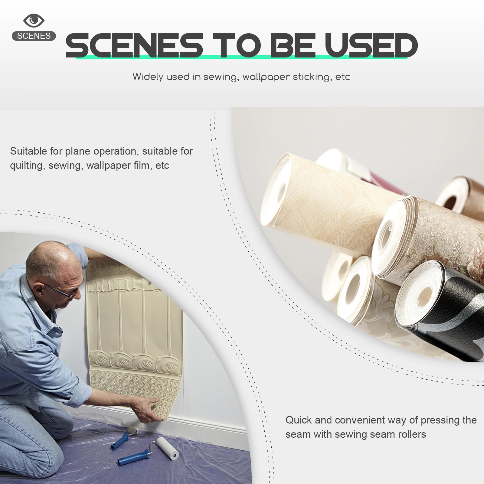 Narzędzie do wygładzania szwów Ergonomiczny uchwyt Rolka dociskowa do małych przestrzeni szwalniczych Szybkie i wygodne rozwiązanie do łączenia tkanin
