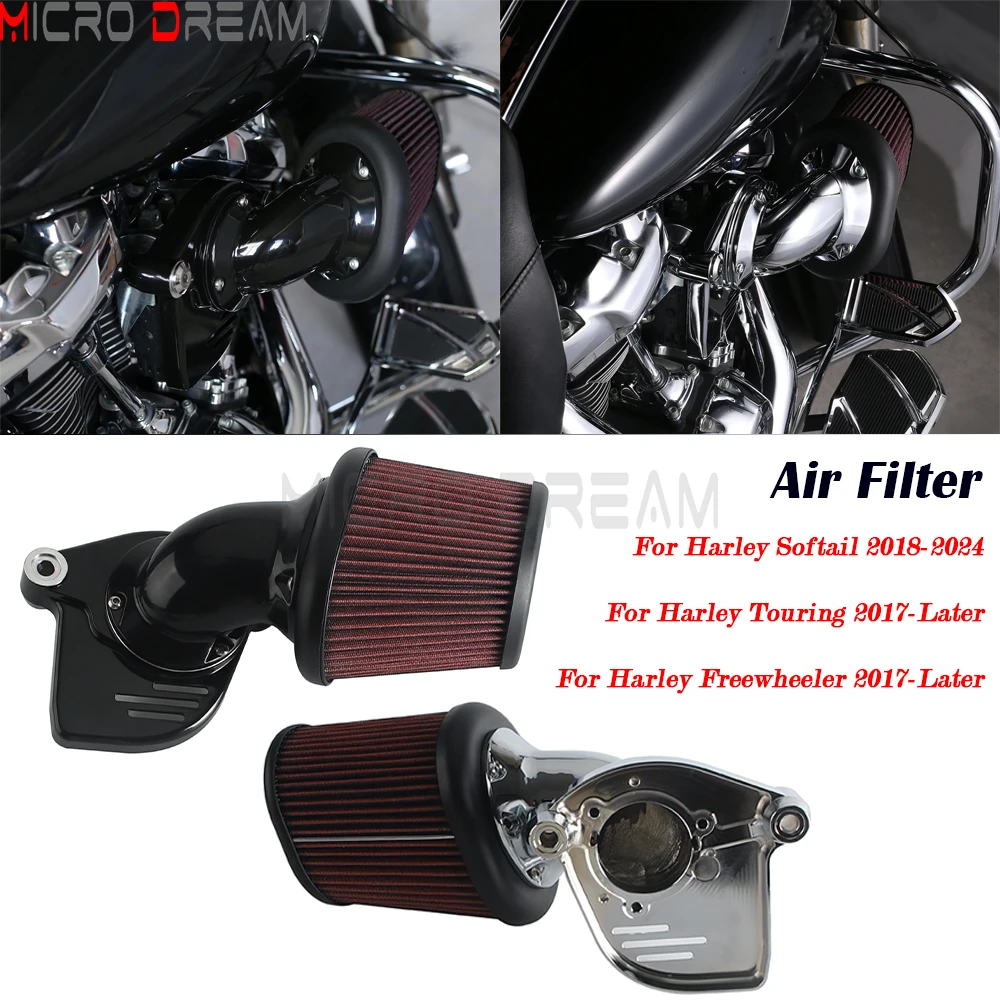 CNC Motorcycle Air Cleaner Filters Kit For Harley M8 Touring 2017-Up Softail 2018-2024 Freewheeler 2017-Later Air Cleaner Intake