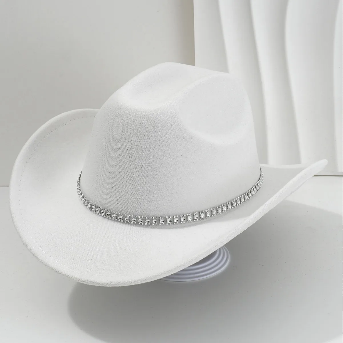 

HongLuan White Glitter Costume Hat Adult & Cowboy Hats Rhinestone for Woman, Cowboy Cosplay Female Accessories & Cowgirl Cap