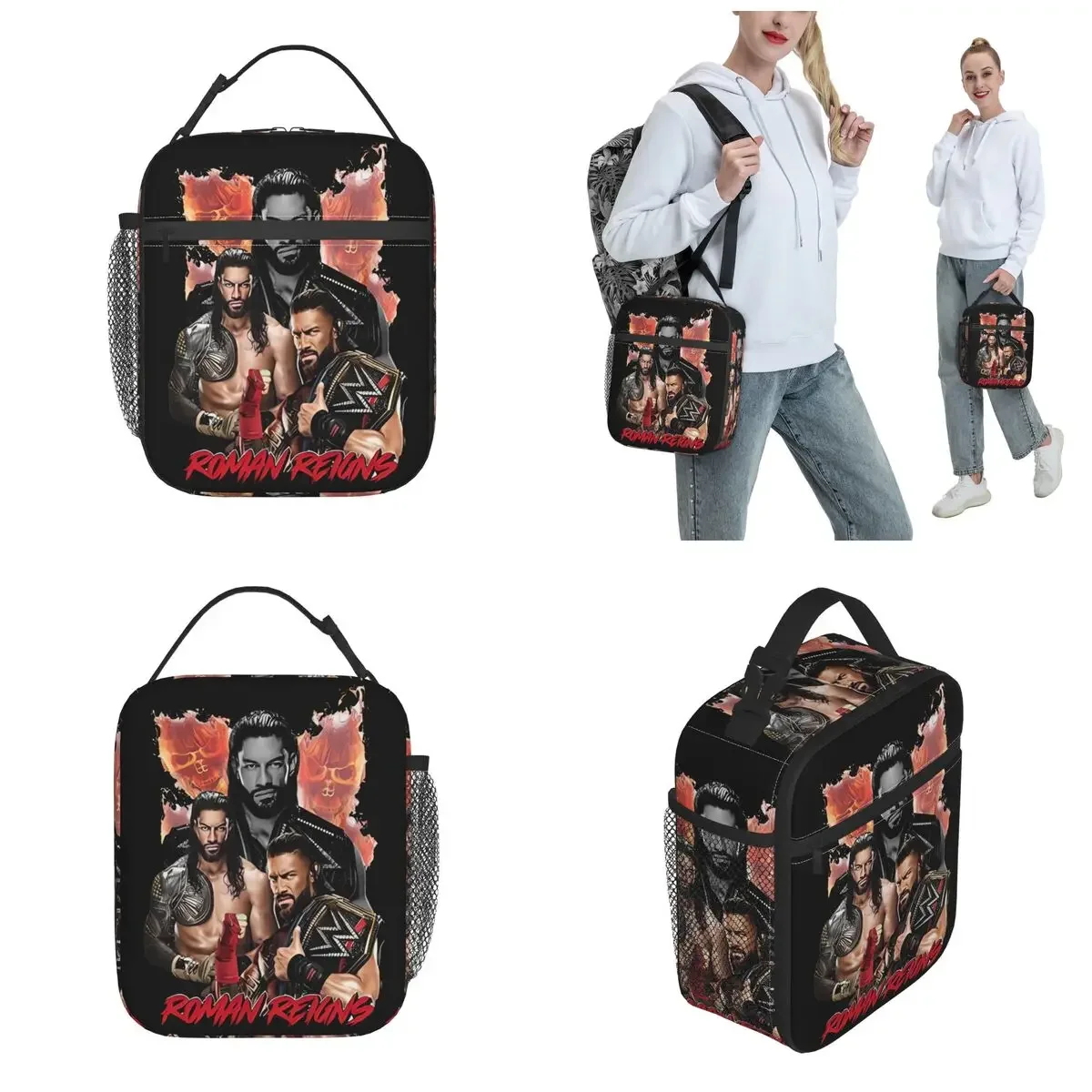 Bolsa de almuerzo aislada, luchador Roman Reigns, accesorios de lucha, contenedor de almuerzo, refrigerador térmico, caja Bento para la escuela