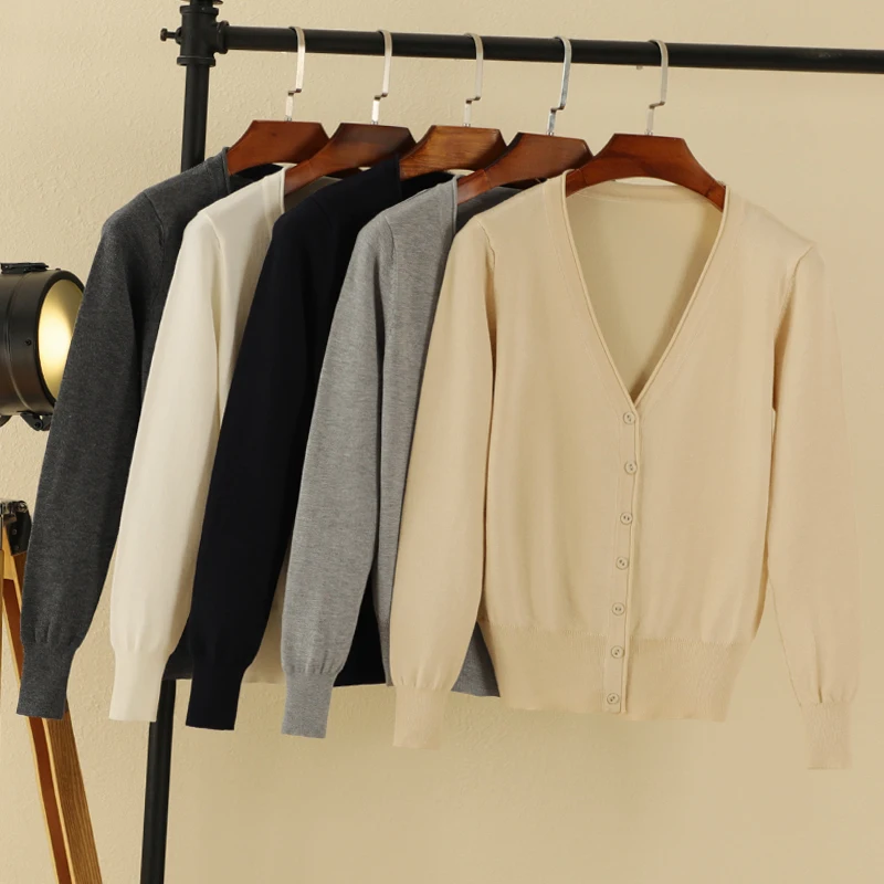 2025 Koreański Styl Moda Plus Rozmiar Przycięte Z Długim Rękawem Szydełkowe Damskie Swetry Rozpinane Dla Kobiet Odzież Dzianinowy Top Swetry Kobieta