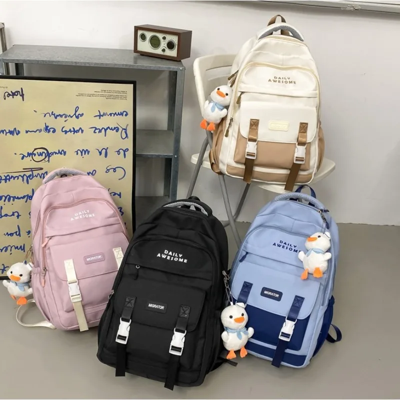 Quality Wear-resistant Student Schoolbag Fashion Patchwork Large Capacity Women Shoulder Bag Leisure Travel Luggage Men Backpack