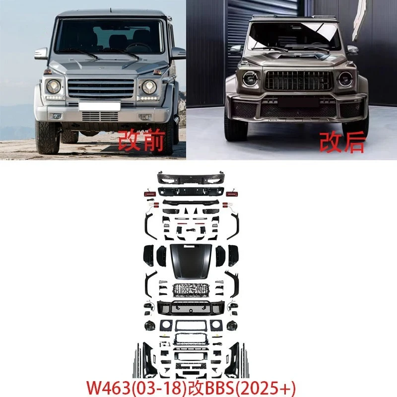 Vorderer und Hinterer Stoßfänger, Scheinwerfer, Rückleuchten, Motorhaube für Mercedes Benz G-Klasse W463 03-18 Modifiziertes G63 W465 2025 Neuer Stil Karosserie-Kit