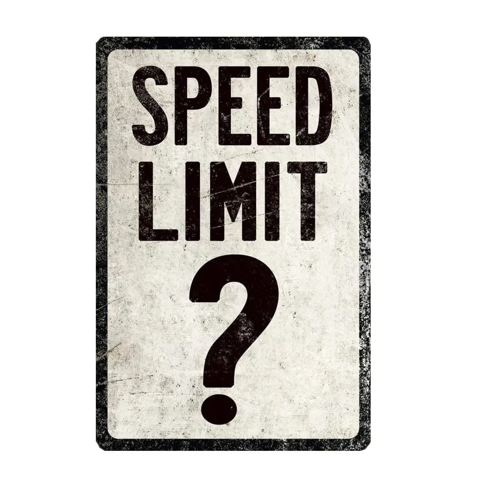 Speed Limit Question Mark Sign Metal Tin Signs, Speed Limit Poster for Home Office Restaurants Cafes Bars Pub Man Cave Wall Deco