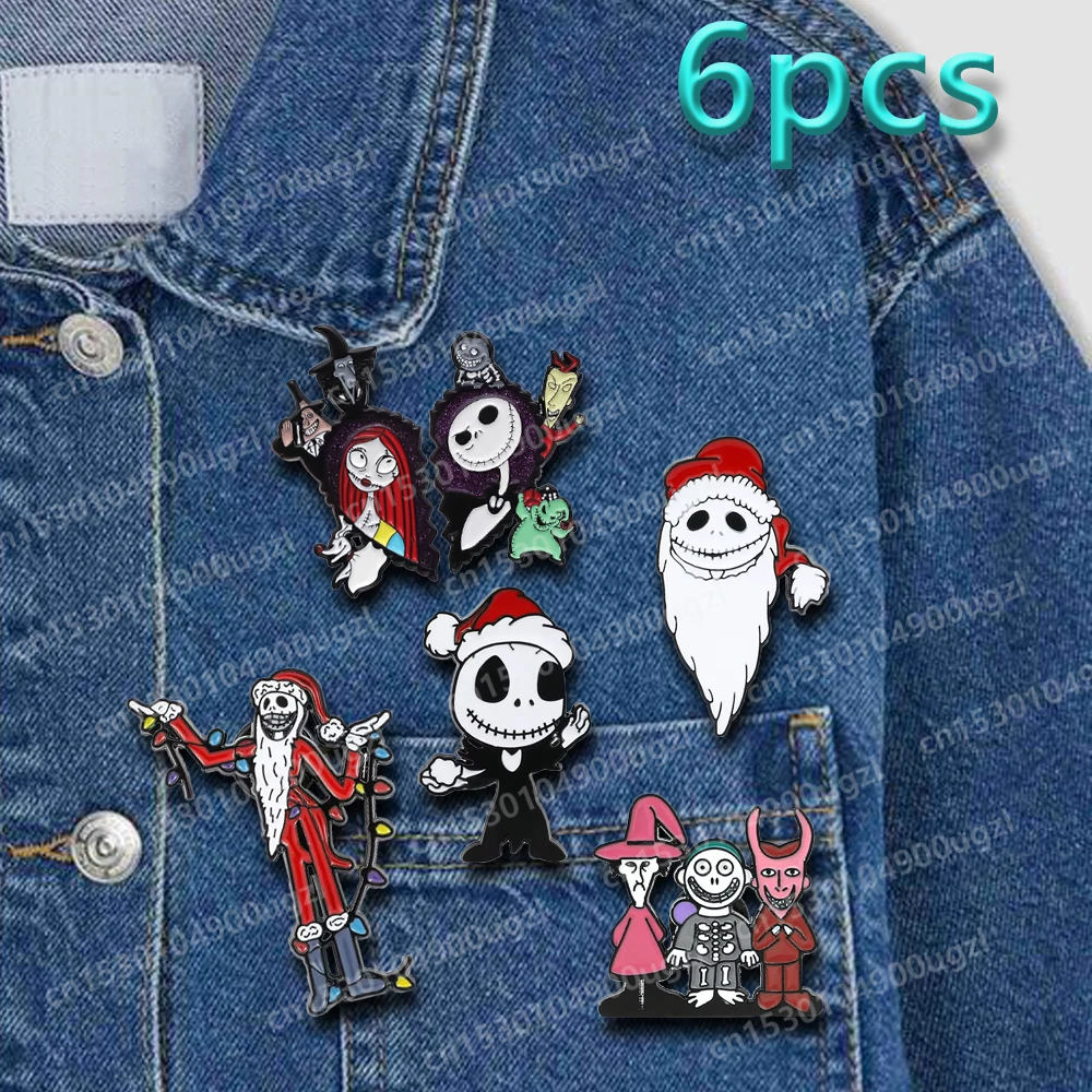 

The Nightmare Before Christmas Halloween Brooch Set Creative Enamel Pin Backpack Match Cartoon Christmas Element Metal Badge