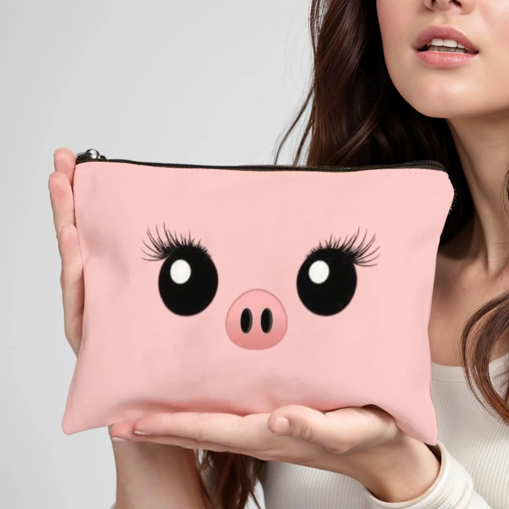 Bolsa de cosméticos de la suerte para niña dulce con cerdito encantador, duradera para organizador de almacenamiento de maquillaje, regalos ideales de cumpleaños o celebración