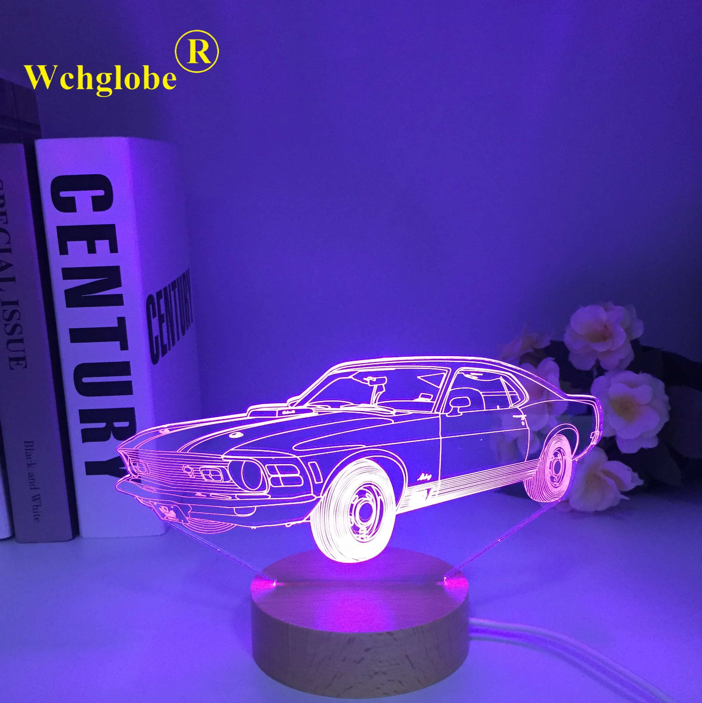 Car Series 3D Lamp Wooden Acrylic Panel Visual Illusion 7 Colors Changes Valentine\'s Day Birthday Gifts 3d Night Light