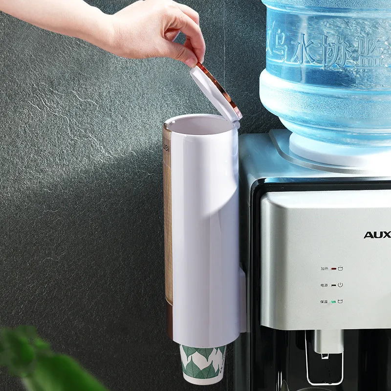 Disposable Paper Cup Holder Taker Light Luxury Tube Punch-Free Wall-Mounted Water Dispenser Automatic Rack