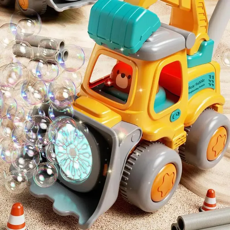 Automatic Soap Bubble Machine Excavator Stroller Walker Truck Toys for Toddler Electric Bubble Maker Outdoor Toys Gift for Kids