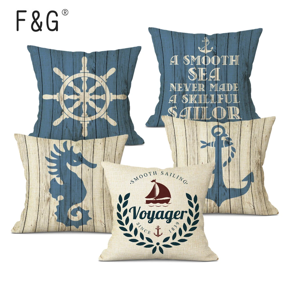 Navigation Anchor Ship Throw Pillows Cover Bedding Camping Hotel Office Pillowcase Ocean Cushion Cover for Home Decor