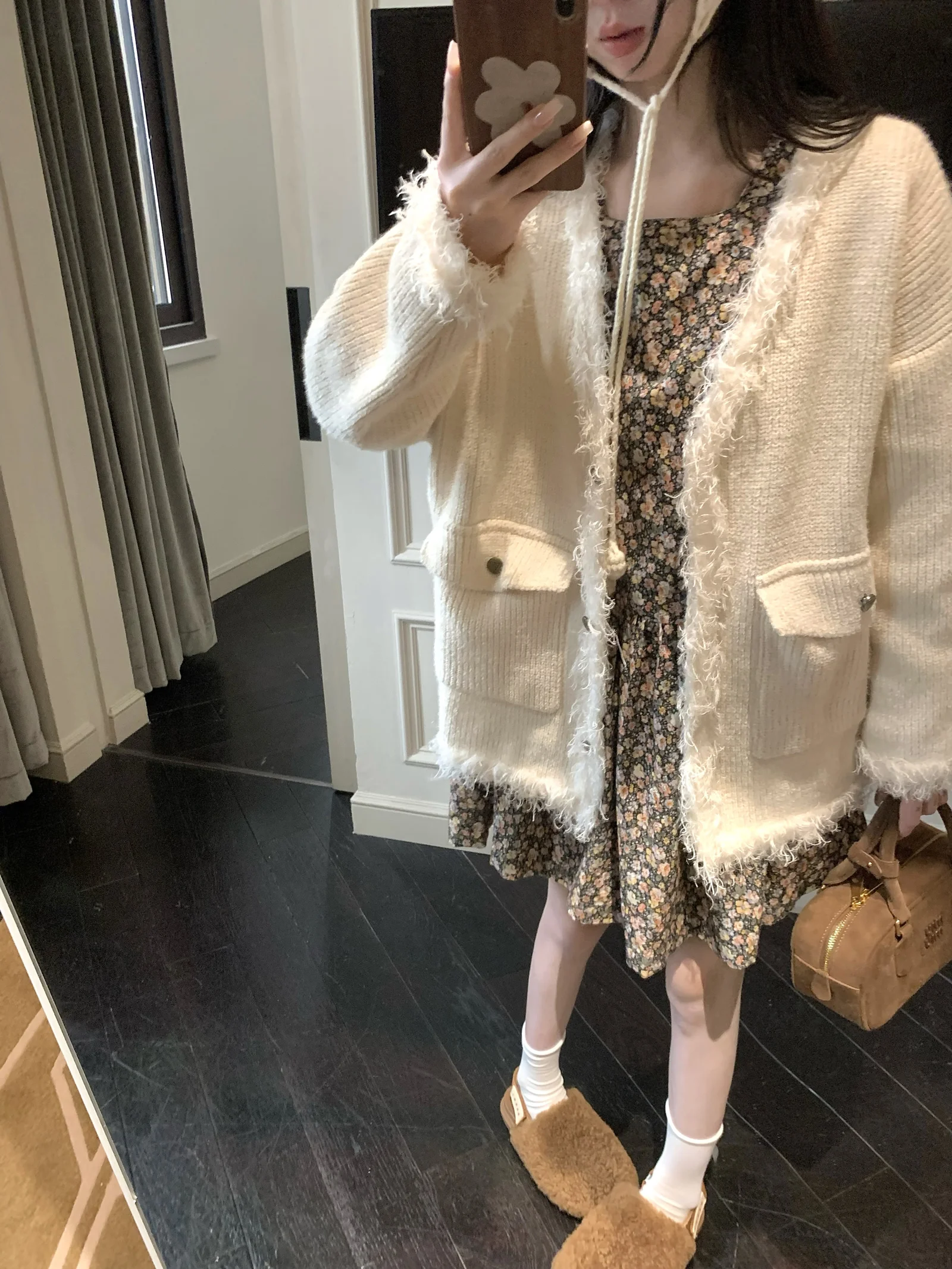 

Вязаный кардиган Zhang Bao Bao Thi с длинными рукавами, осенне-зимний, женский, модный, из полиэфирного волокна, букле, вязаный свитер