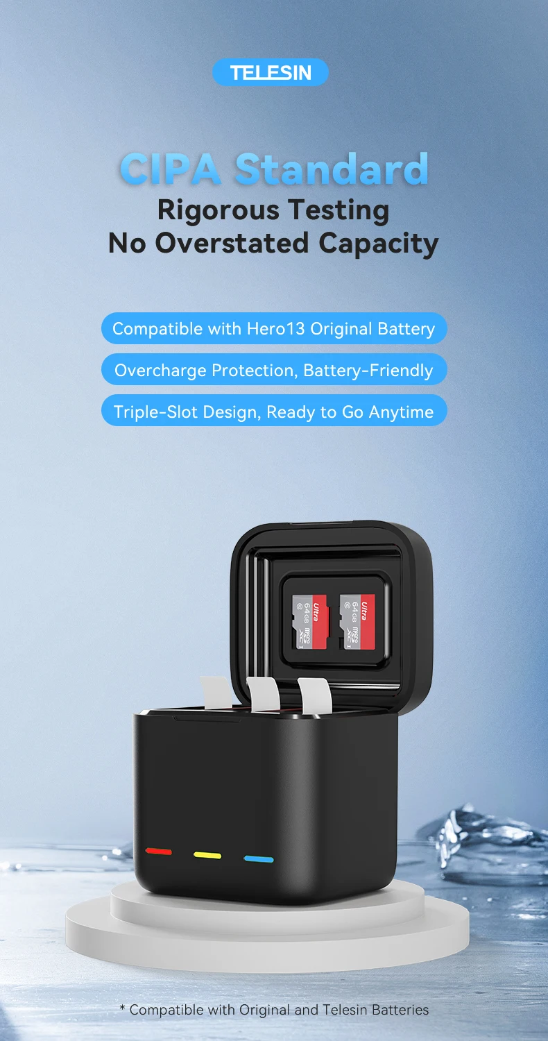 TELESIN 1900 mAh Lade Batterie Für GoPro Hero 13 Batterie 3 Möglichkeiten Schnelle Ladegerät Box TF Karte Lagerung Für GoPro 13 zubehör – Detail 15