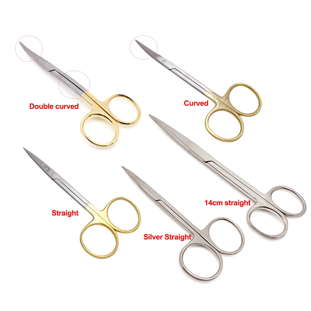 Dental Surgical Scissors Curved Gold Plated Handle Ophthalmic Scissors Dentist Medical Dissecting Tools