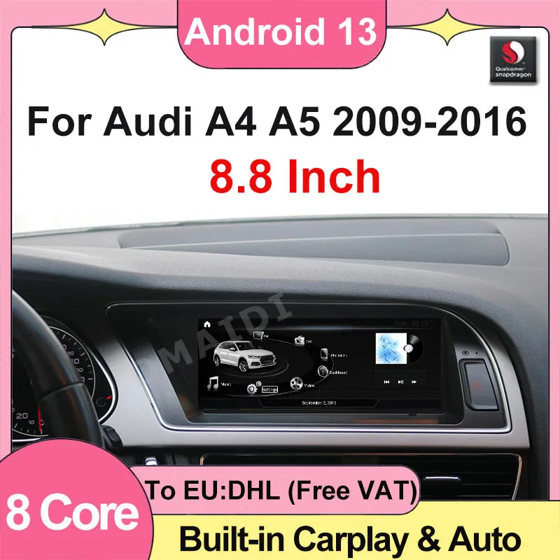 Factory Price 8.8inch 8G+256G Car Radio For AUDI A4 S4 B8 A5 Android 13 Carplay Auto GPS Navi Multimedia DVD Player Headunit 4G