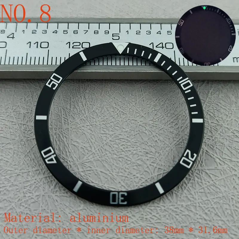 38mm * 31.6mm Pearl watch bezel suitable for SKX 007 SKX 009 flat glass case mounting spare parts aluminum bezel